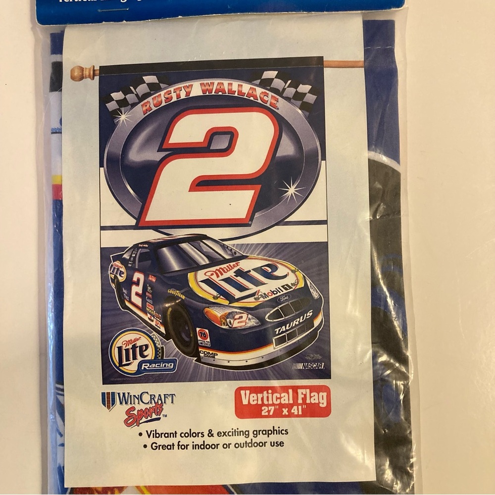 Rusty Wallace Miller Lite Wincraft Racing Vertical Flag with Blue and Red